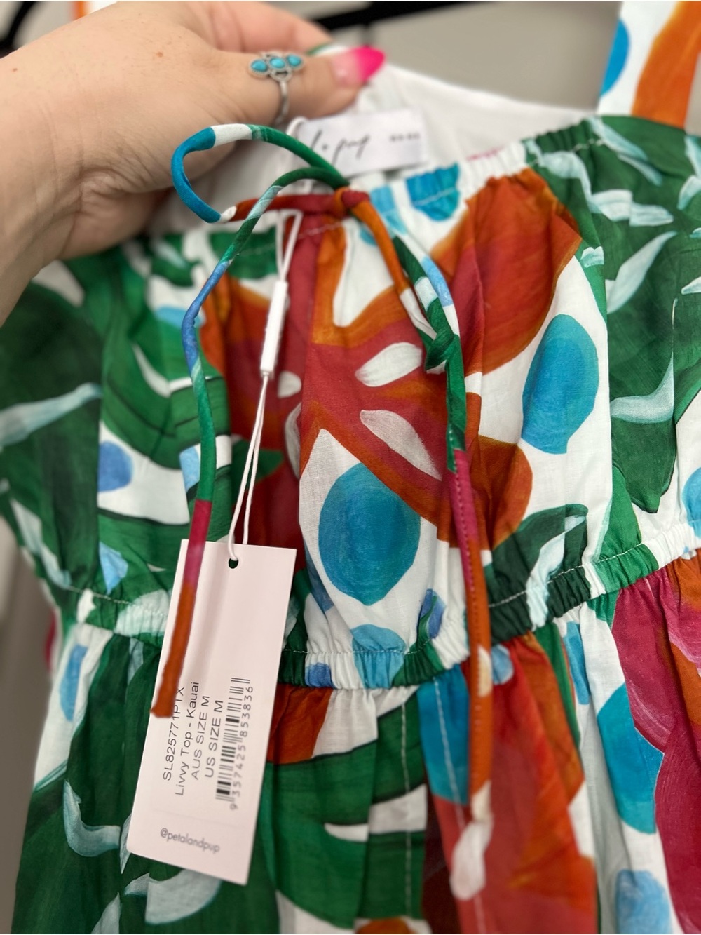 NWT Petal & Pup Livvy Tropical Print Cotton Tie Front Babydoll Tank Top M - Picture 5 of 6